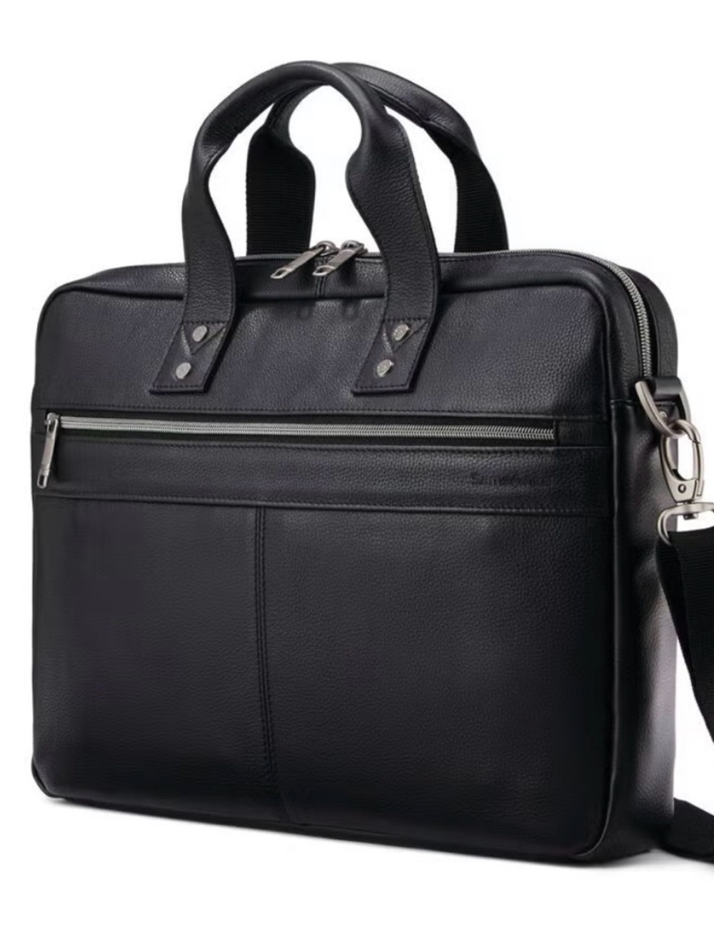 Samsonite Black Leather Business Slim Brief NWT